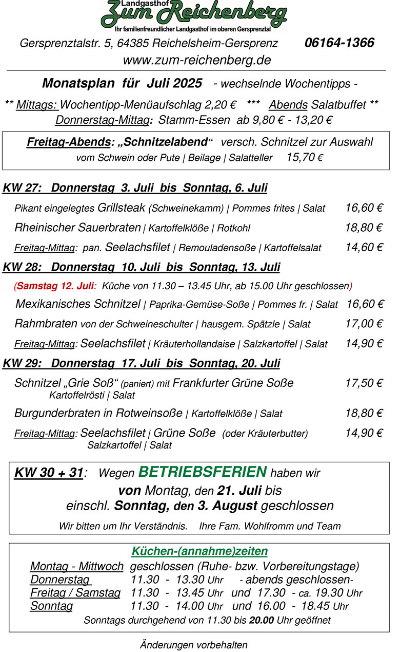 Monatsplan